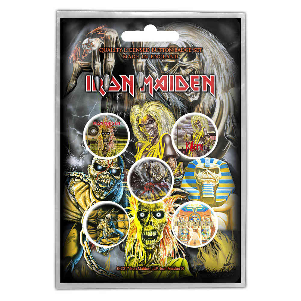 Iron Maiden - Early Albums Button pin - 5er Set - Mehrfarben
